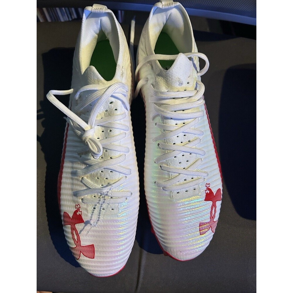 Under Armour Blur Pro Football Cleats White Red Men’s 13 - NEW